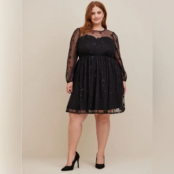 NWT Torrid 30 Mickey Stars Tulle Illusion Skater Dress - Picture 4 of 11